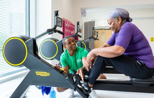 lady on rowing machine