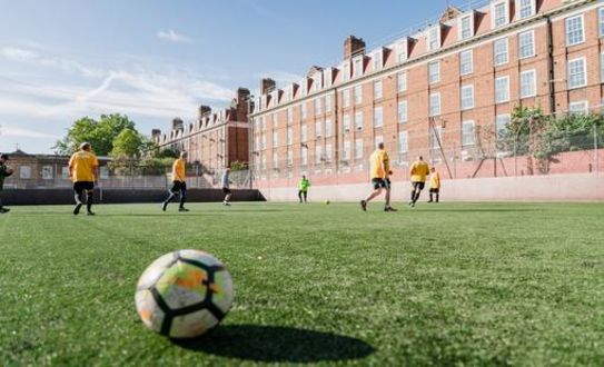 Walking football outdoors