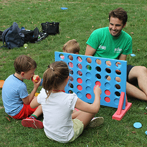 Kids playing connect 4