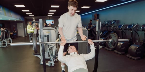 Woman doing chest press