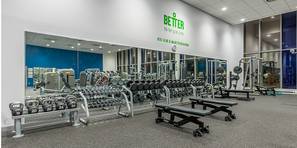 a view of the free weights at East Manchester