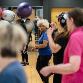 Ladies having fun in a fitness class Ladies having fun in a fitness class