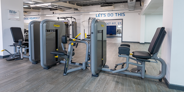 a view of the resistance area in the Whalley Range gym with exercise machines a view of the resistance area in the Whalley Range gym with exercise machines