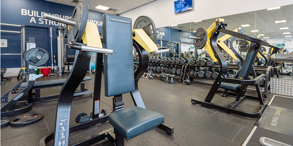 a view of the strength and stretching area at Belle Vue with exercise machines