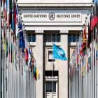 Lineup of Flags in Front of United Nations Geneva