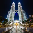 Petronas Towers lit up at night