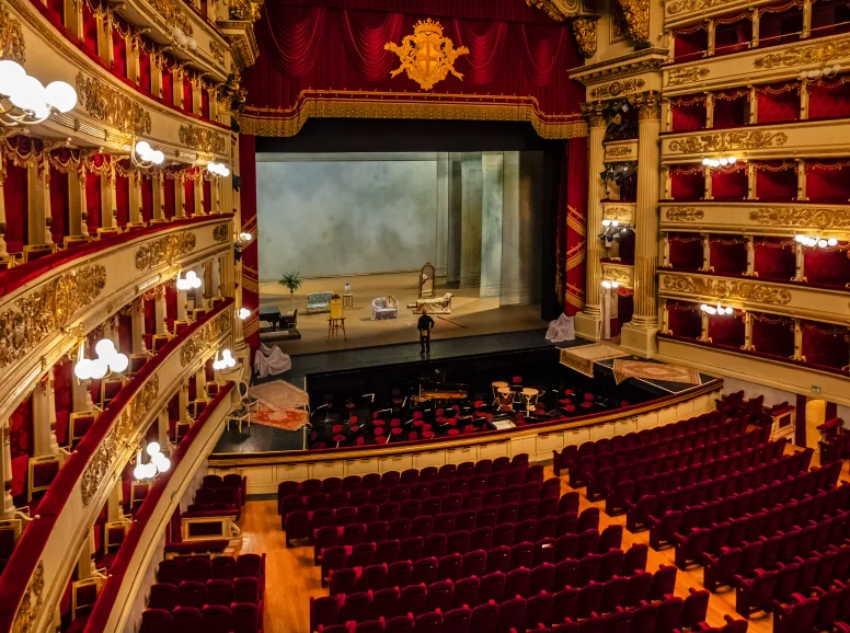 Gold and Red Interior of Teatro Scala in Milan Italy