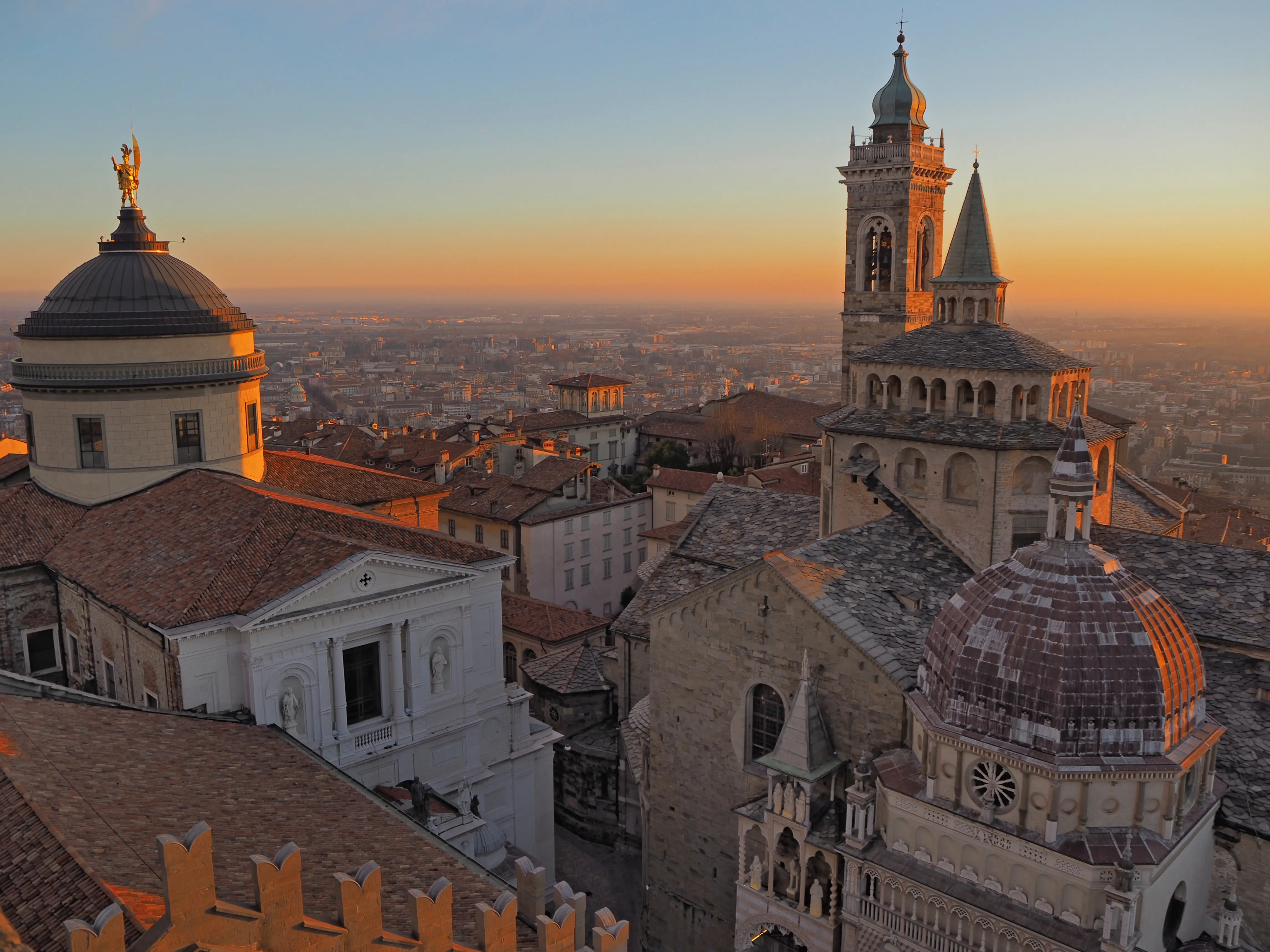 Historic Walls in Bergamo at Sunrise