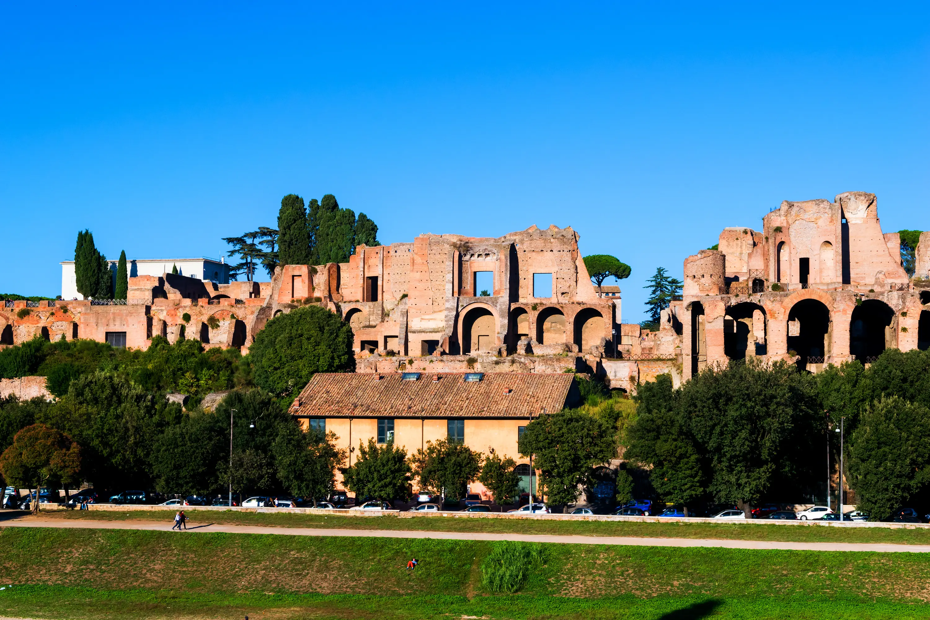 Ruins and Shrubbery at the Roman Forum in Rome