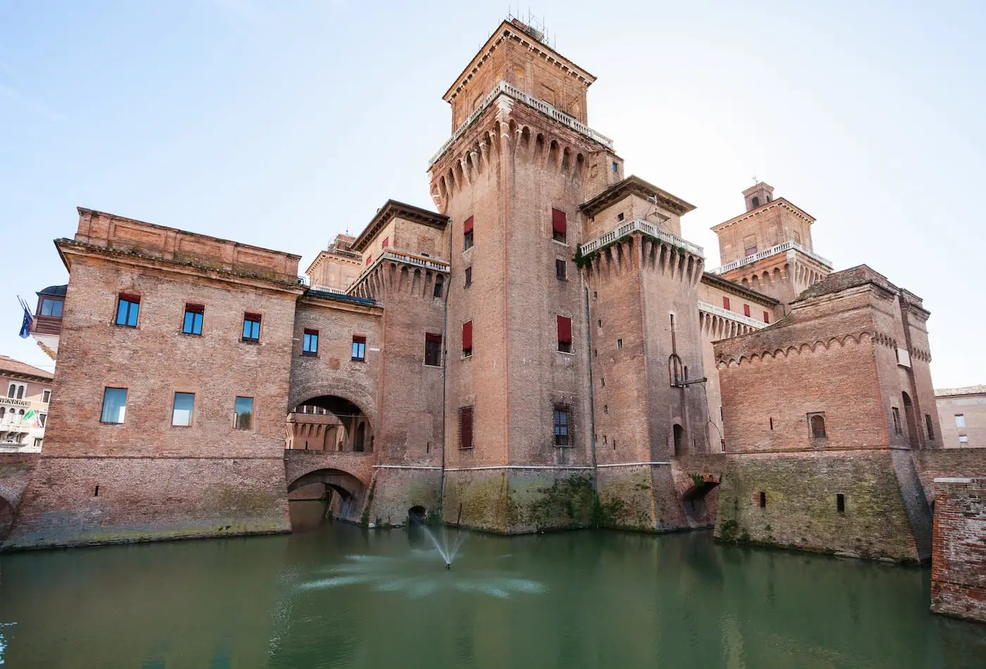 moat and Castello Estense in city of Ferrara