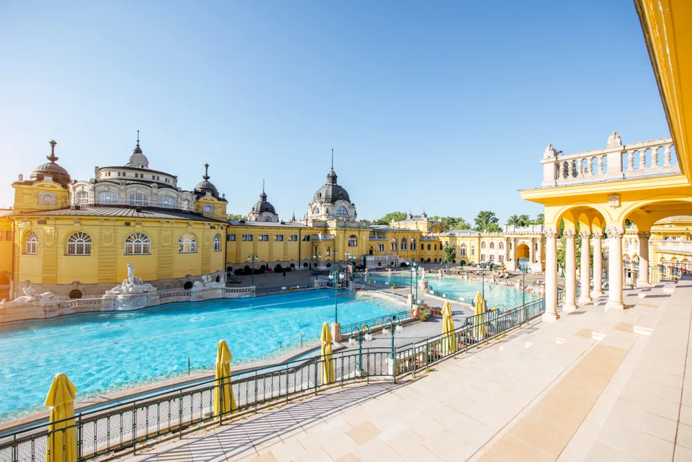 Outdoor Baths with Old Architecture in Budapest