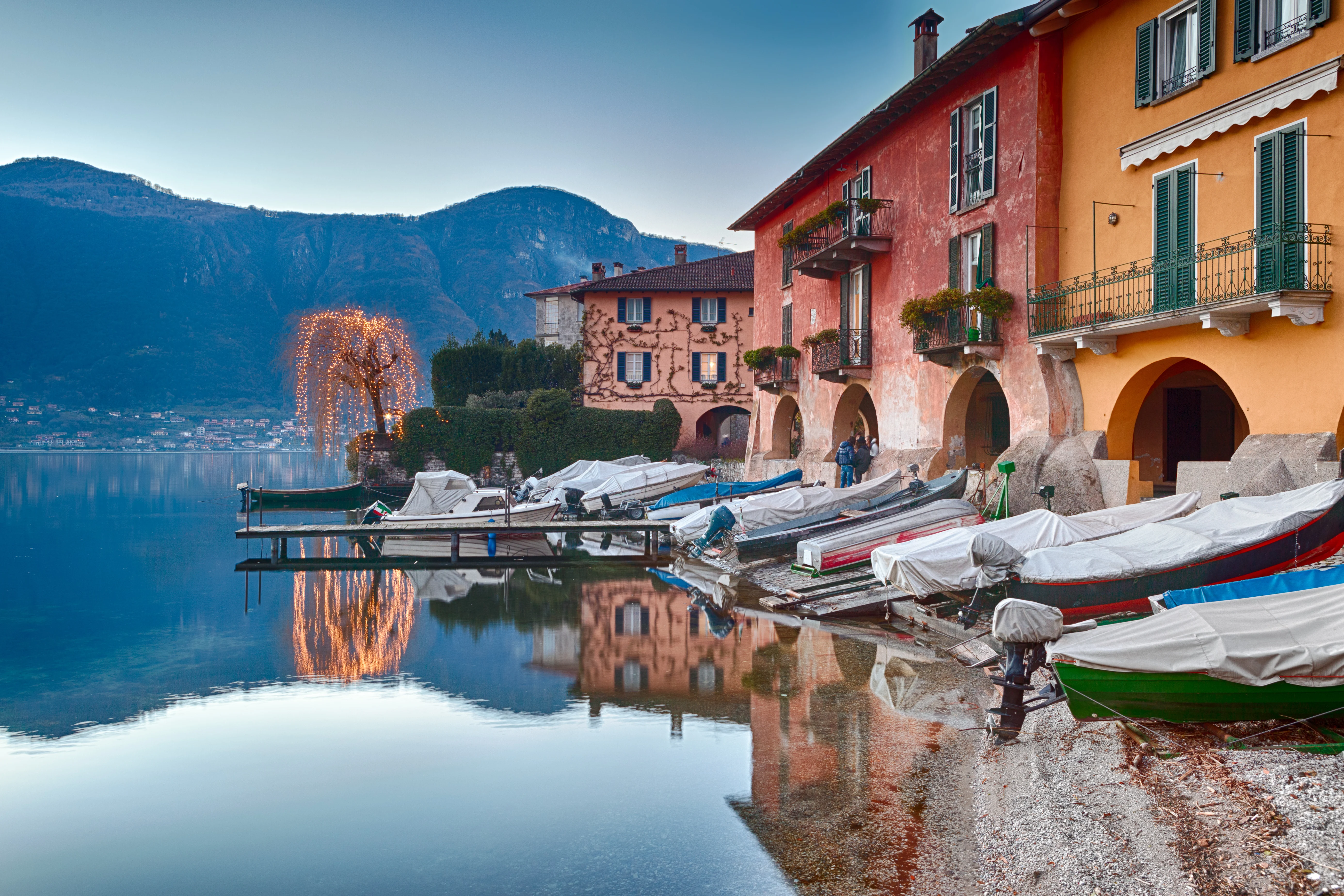 Boats on Shore of Lake Como