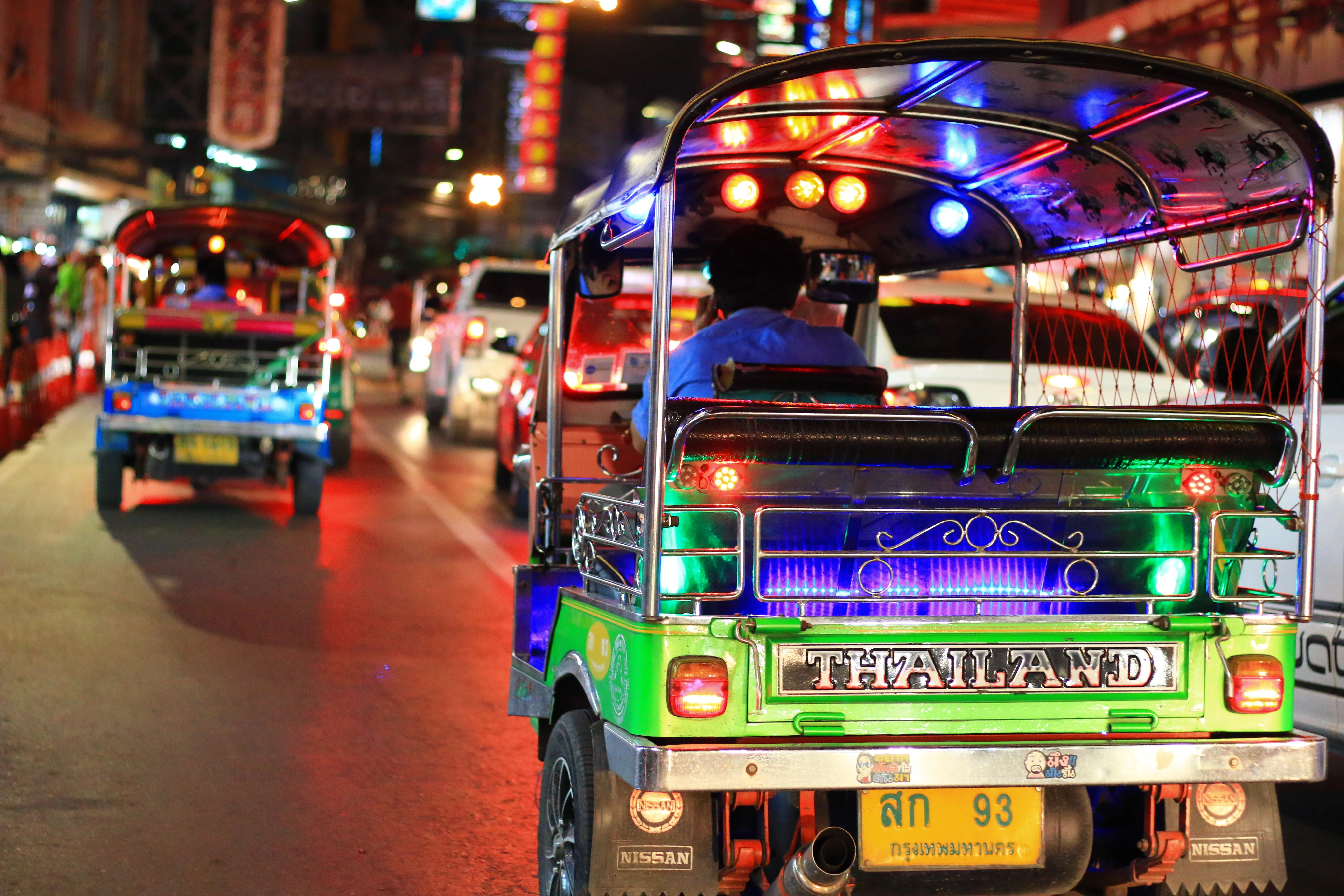 Colorful Lights on Tuk Tuk During Night Tour