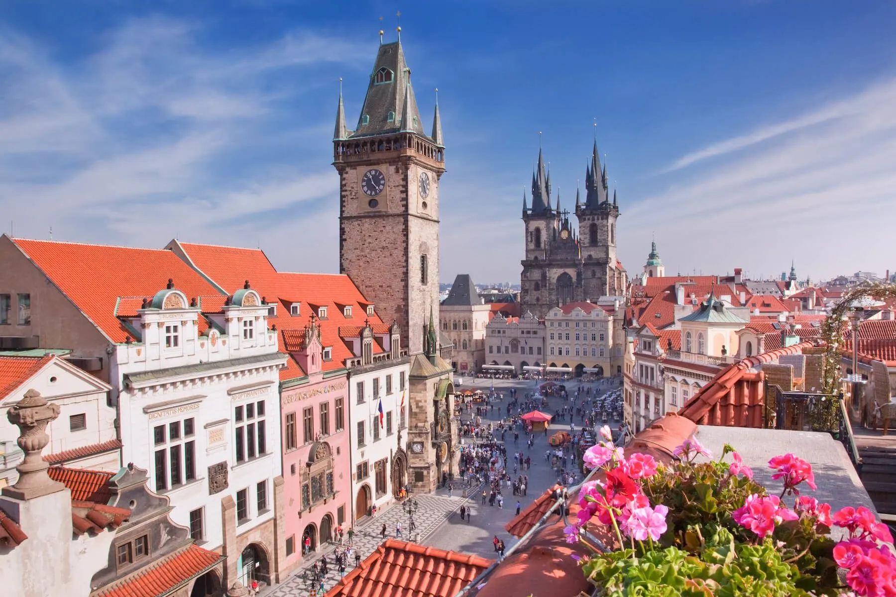 Overhead View of Old Town Square in Prague
