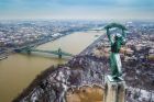 The View of the Danube River from the Gellert Hill in Budapest
