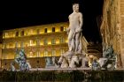 Fountain of Neptune at Night in Florence Italy