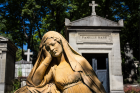 Headstones at Pere Lachaise cemetery in Paris 