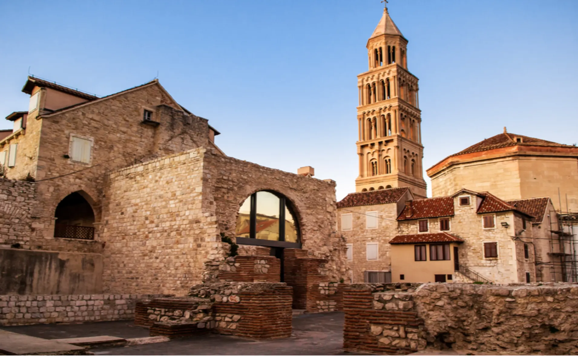 medieval walls and buildings in split croatia