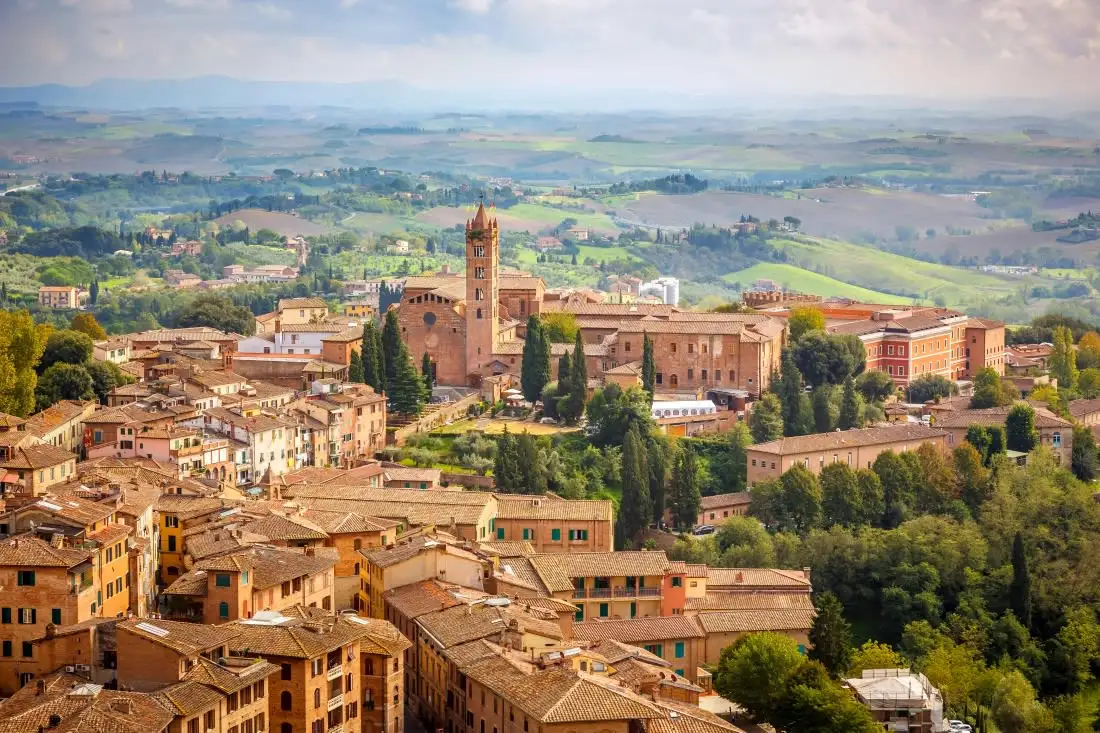 Skyline landscape of Siena in Tuscany Italy