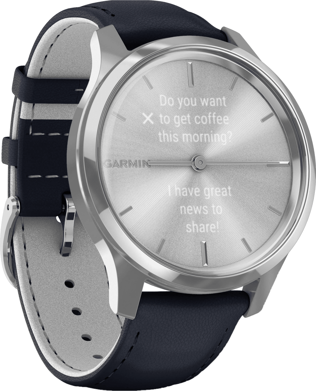 Silver/Black Garmin Vivomove Luxe Smartwatch.4