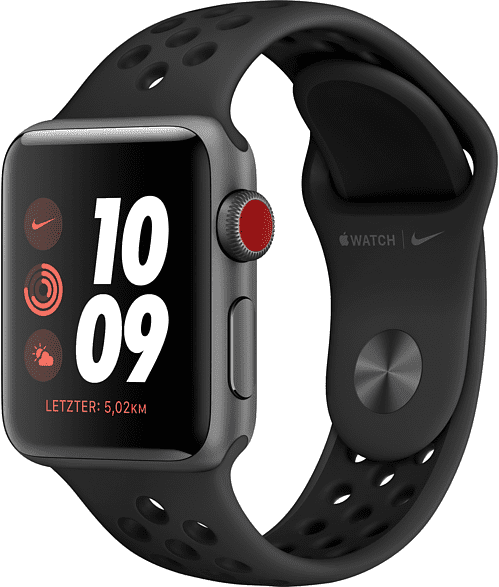 Anthrazit / Schwarz Apple Watch Nike+ Serie 3 GPS+Cellular, 38 mm Aluminiumgehäuse, Sportarmband.1