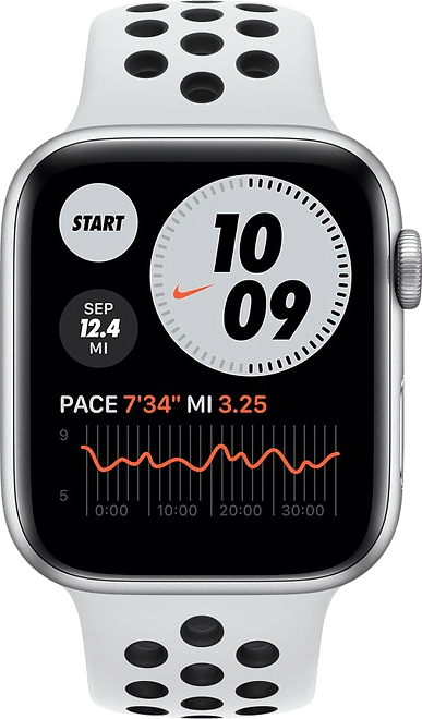 Platina / zwart Apple Watch Nike Series 6 GPS + Cellular , 44mm Aluminium case, Sport band.2