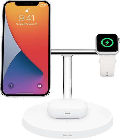 Blanco Belkin BOOST ↑ CHARGE PRO 3-in-1 Wireless Charger with MagSafe.1