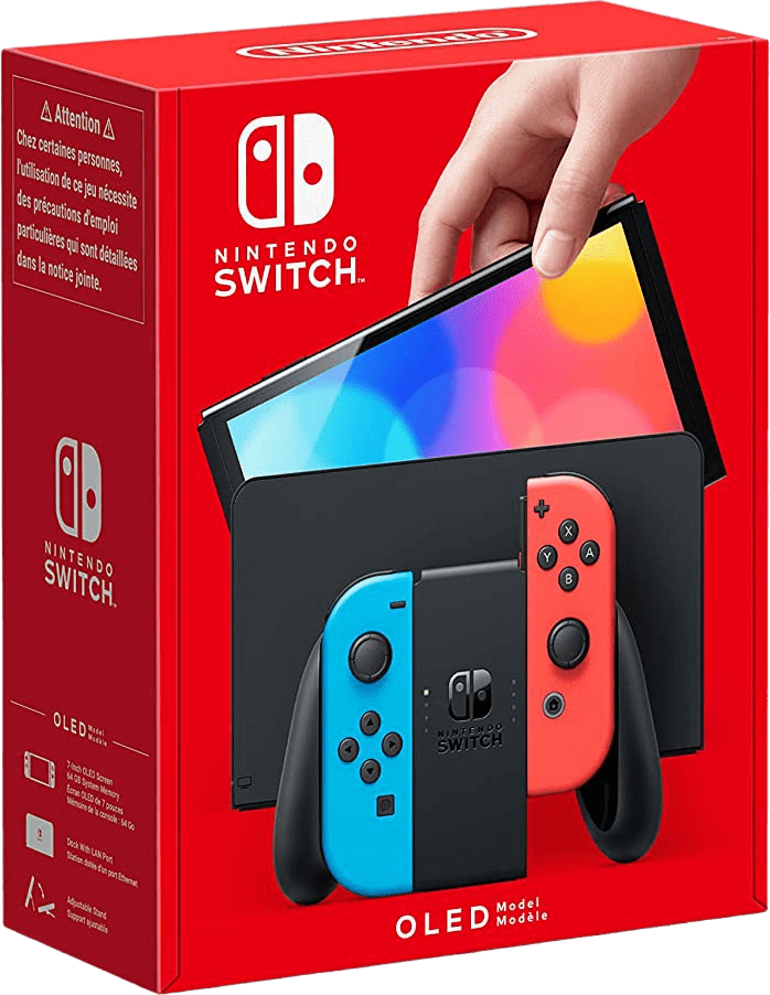 Rojo neón y azul neón Nintendo Switch (modelo OLED).3