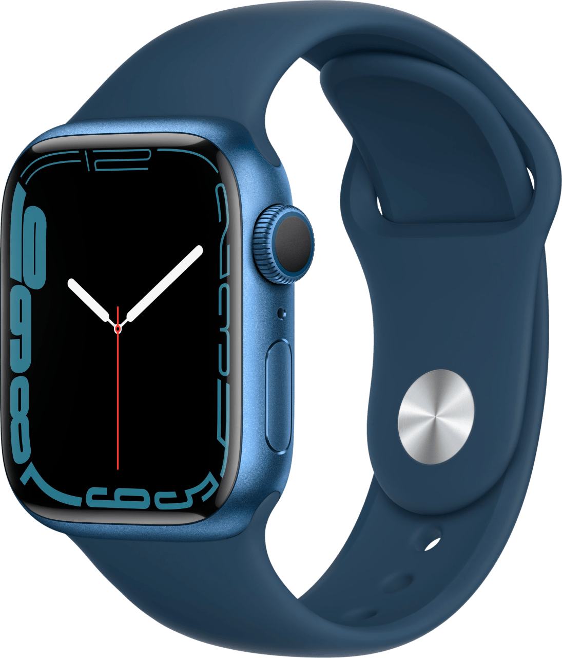 Blue Apple Watch Series 7 GPS, Aluminium Case and Sport Band, 45mm.1