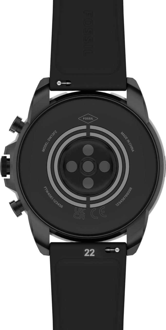 Black Fossil Gen 6, Stainless Steel Case & Silicone Band, 44mm.3
