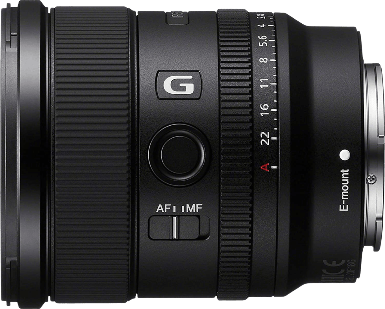 Black Sony FE Lens, 20 mm F1.8.1