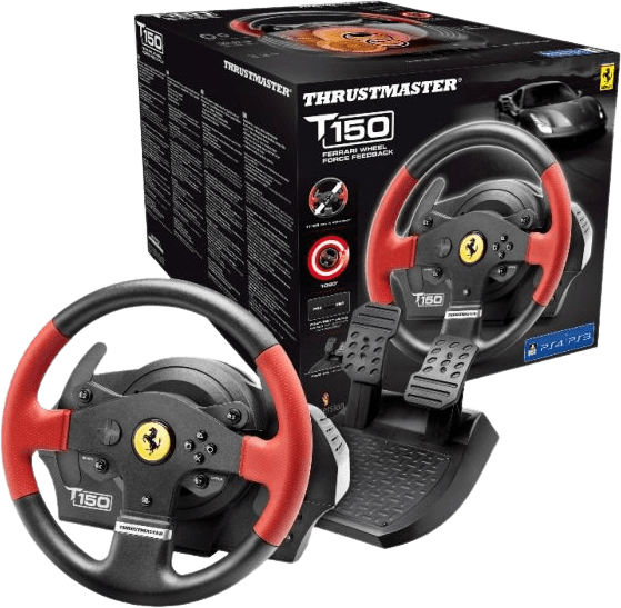 Black Thrustmaster T150 Ferrari Edition Steering Wheel + 2 Pedal Set.3