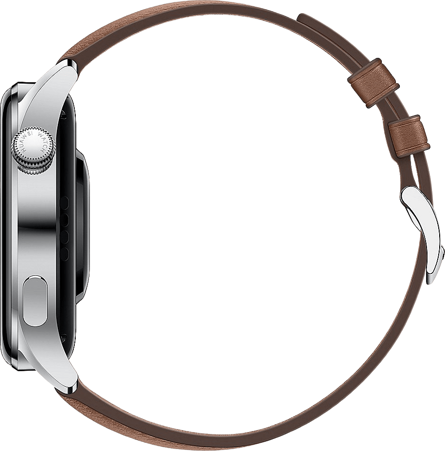Braun Smartwatch Huawei Watch 3 Classic GPS, roestvrij stalen behuizing en lederen band, 46mm.3