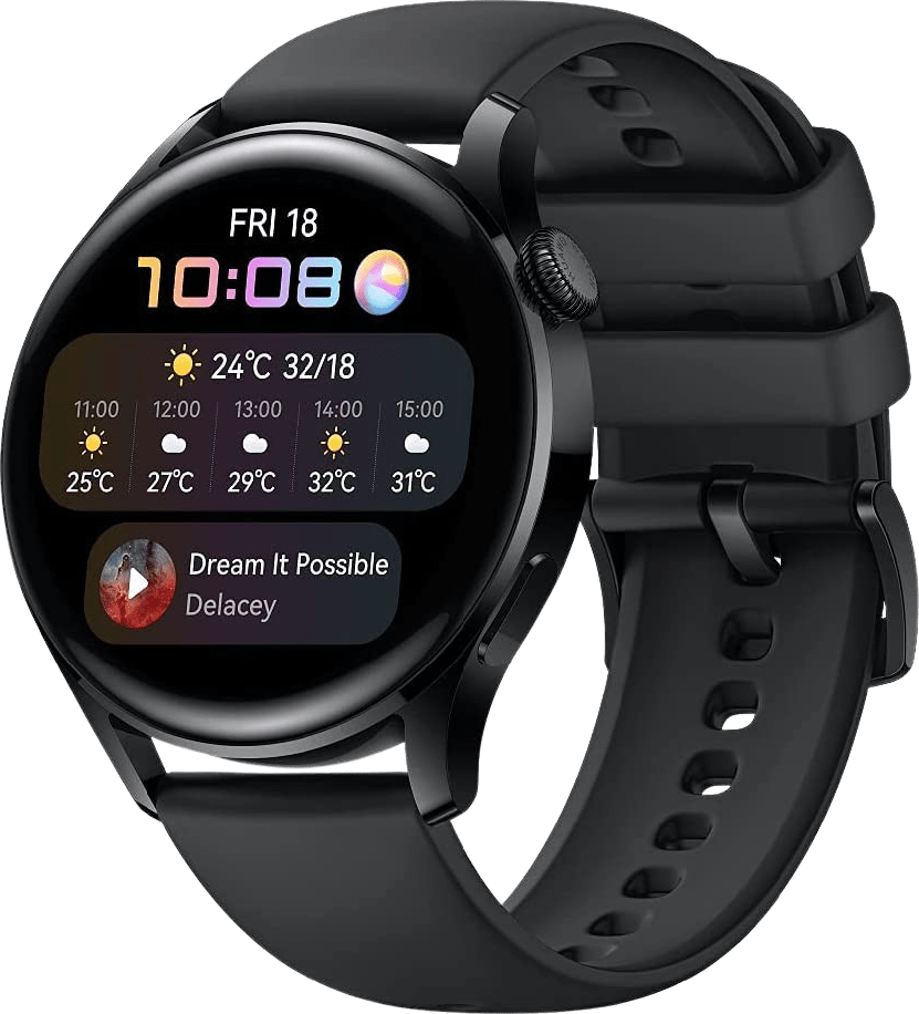 Schwarz Smartwatch Huawei Watch 3 Active GPS, roestvrij stalen behuizing en sport band, 46mm.1