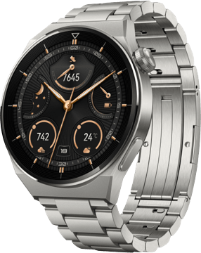 Silber Huawei GT 3 Pro Smartwatch, Titangehäuse und Edelstahlarmband, 46 mm.1
