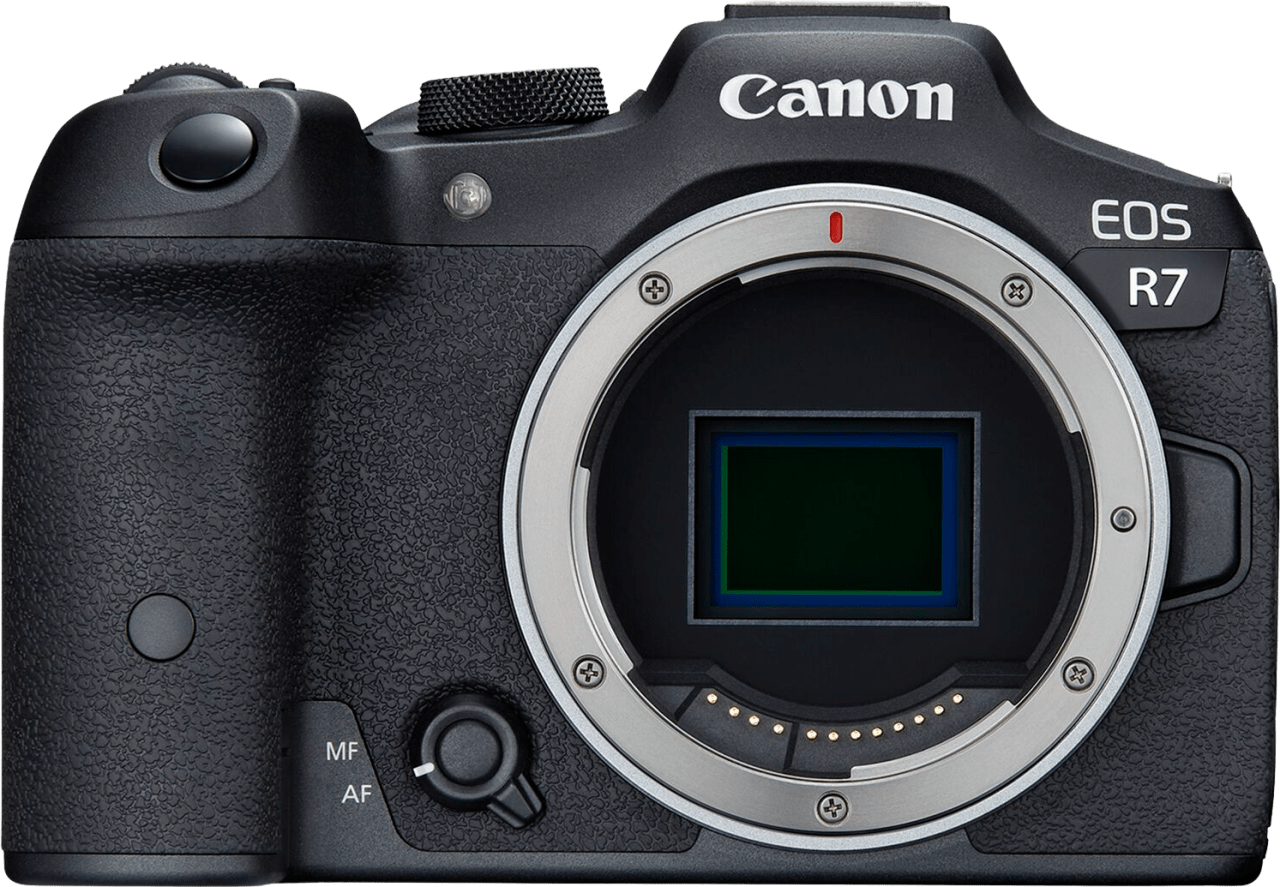 Schwarz Canon EOS R7 + RF-S 18-150mm f/3,5-6,3 IS STM + EF-EOS R Bajonett-Adapter.6