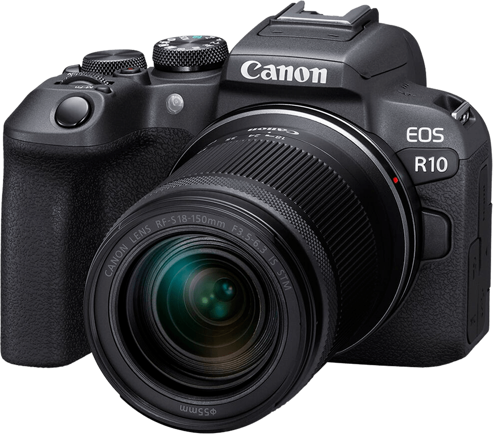 Schwarz Canon EOS R10 + RF-S 18-150mm f/3,5-6,3 IS STM + EF-EOS R Bajonett-Adapter.1