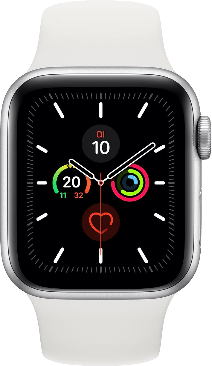 Apple Watch Series 5 GPS MWVD2FD/A - Aluminium kast, sportbandje, 44 mm - Zilver