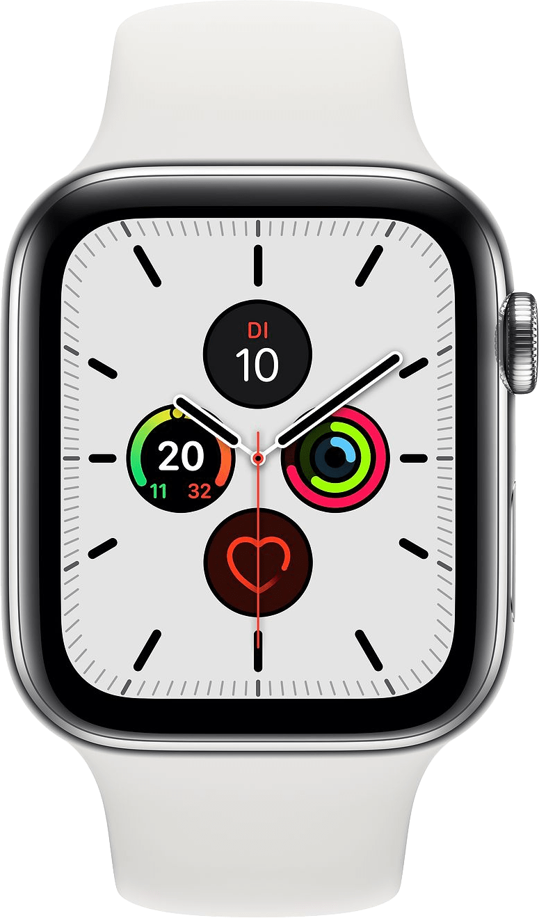 Apple Watch Series 5 LTE MWX42FD/A - Roestvrij staal, Sportband, 40 mm - Zilver