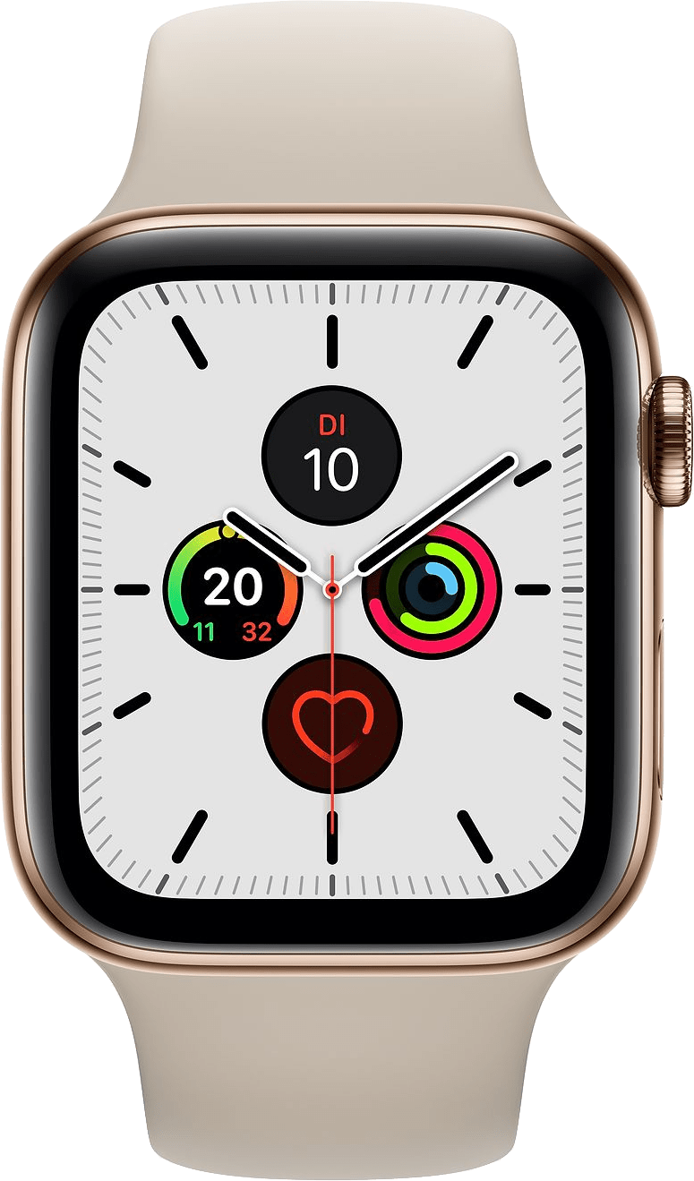 Apple Watch Series 5 LTE MWX62FD/A - Roestvrij staal, Sportband, 40 mm - Goud