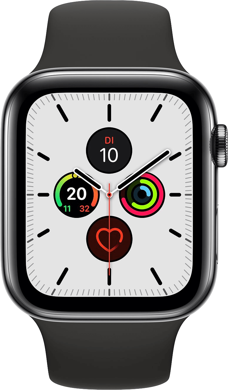 Apple Watch Series 5 LTE MWWK2FD/A - Roestvrij staal, sportbandje, 44 mm - Space Black