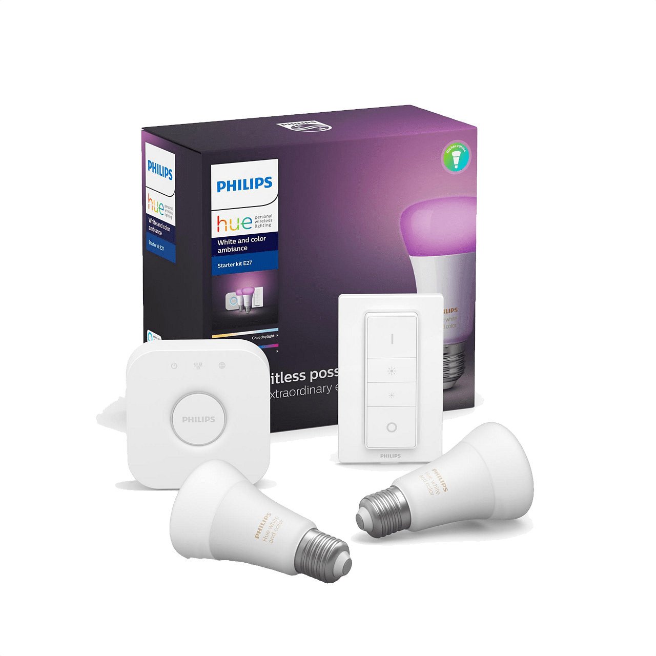 Philips Hue White & Color Ambiance E27 Bluetooth Starter Kit + White E27 Bluetooth Ledlamp