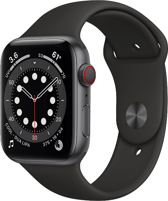 Apple Watch Series 6 GPS + Cellular , Space gray Aluminium case and sport band, 44mm