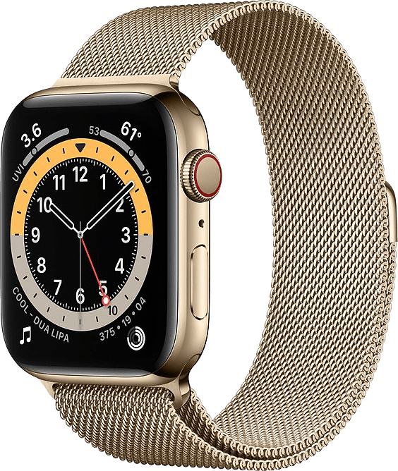 Apple Watch Series 6 40 mm kast van goud roestvrij staal met goud Milanees bandje [wifi + cellular]