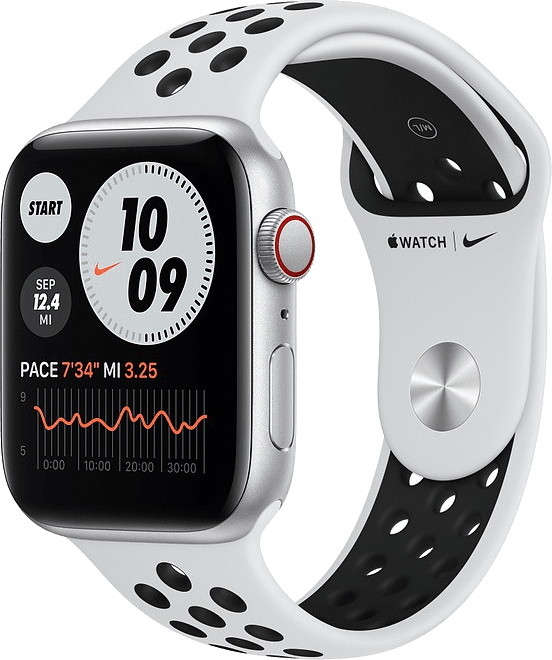 Apple Watch Nike SE LTE MYYW2FD/A (zuiver platina/zwart sportbandje) - 40 mm - Zilver