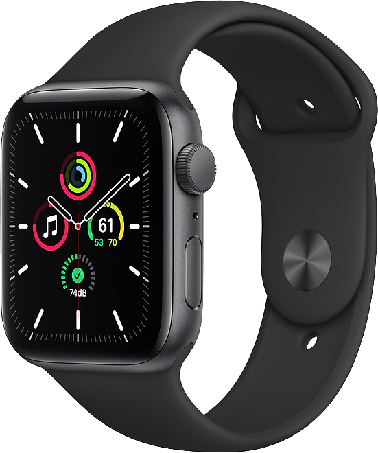 Apple Watch SE GPS MYDT2FD/A - 44 mm, zwart sportbandje - Spacegrijs