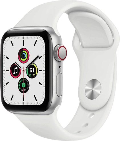 Apple Watch SE GPS MYDQ2FD/A - 44 mm, wit sportbandje - zilver