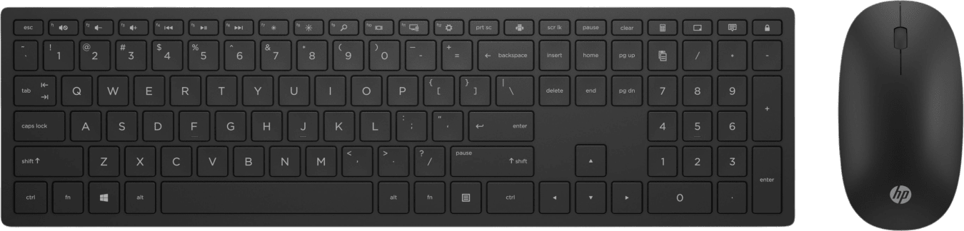 HP Pavilion draadloos toetsenbord en muis 800. Toetsenbord formaat: Standaard. Stijl toetsenbord: Recht. Connectiviteitstechnologie: Draadloos, Aansluiting: Bluetooth, Toetsenbord