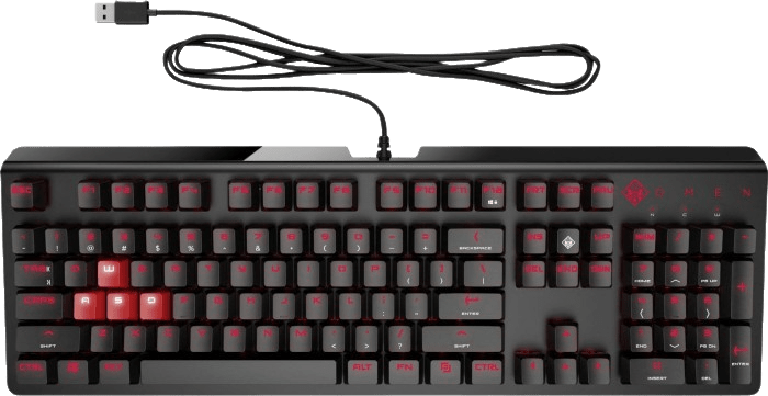 HP OMEN by Encoder-toetsenbord. Toetsenbord formaat: Volledige grootte (100%). Stijl toetsenbord: Recht. Aansluiting: USB, Toetsenbord toetsschakelaar: Mechanische keyswitch. Snoer