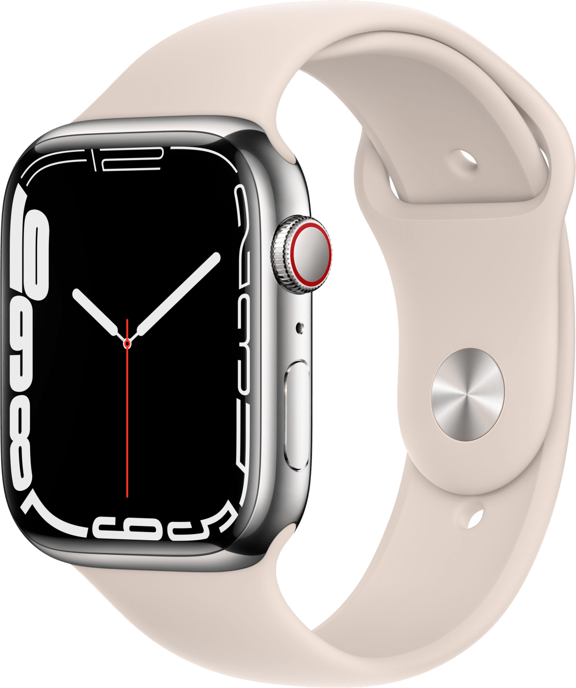 Apple Watch Series 7 GPS + Cellular, 41mm, Stainless Steel Case and Sport Band